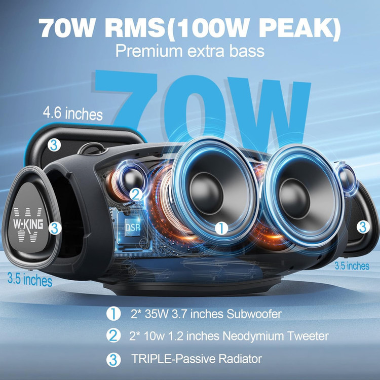 اسپیکر بلوتوثی قابل حمل دبلیو-کینگ مدل X10 KING OF BASS